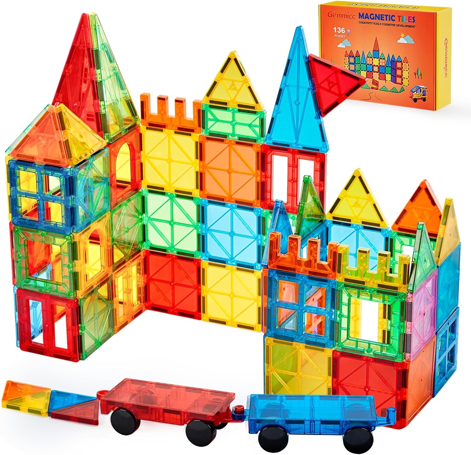 81Yu1cf86ZL._AC_SL1500_ Kids Magnetic Tiles 100 Pcs Building Blocks Colorful 120 Pcs Magnet Magnetic Building Block - Image 1