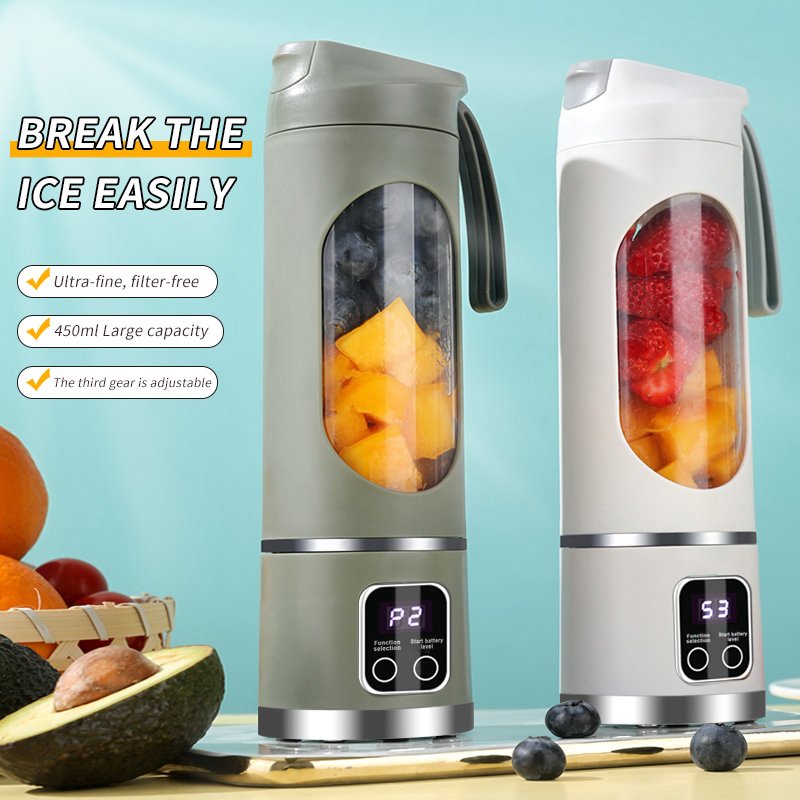 H1fd951dce41f4dcb88d5b9f5b5a19b30m 450ML Rechargeable Portable Blender Juice Mixer Personal Safety 12 Blades Mini Juicer - Image 1